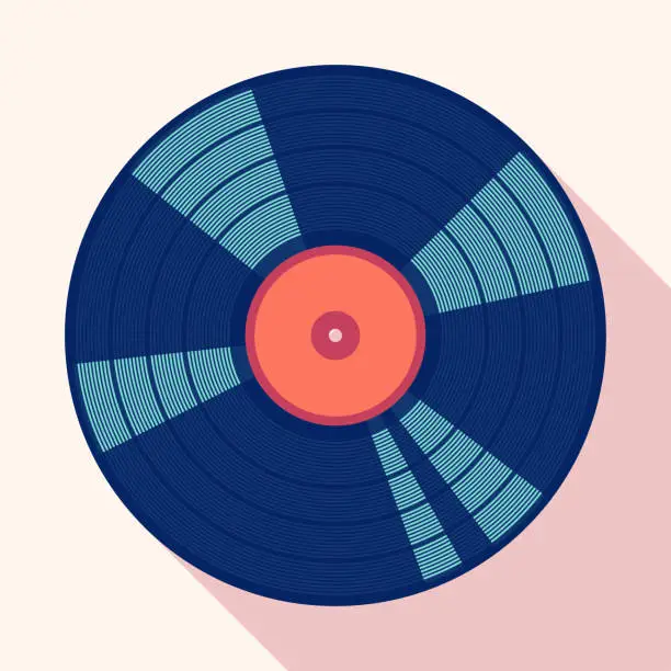 Vector illustration of retro vinil long shadow