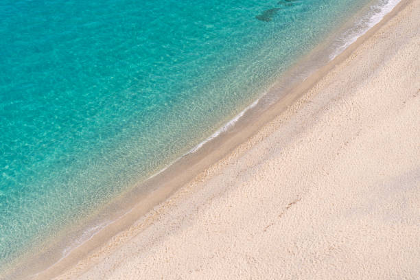 istock Beautiful empty sandy beach and turquoise sea from above 999156110