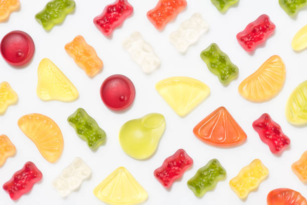 top view of gummy candies top view of gummy candies gummy candy photos stock pictures, royalty-free photos & images