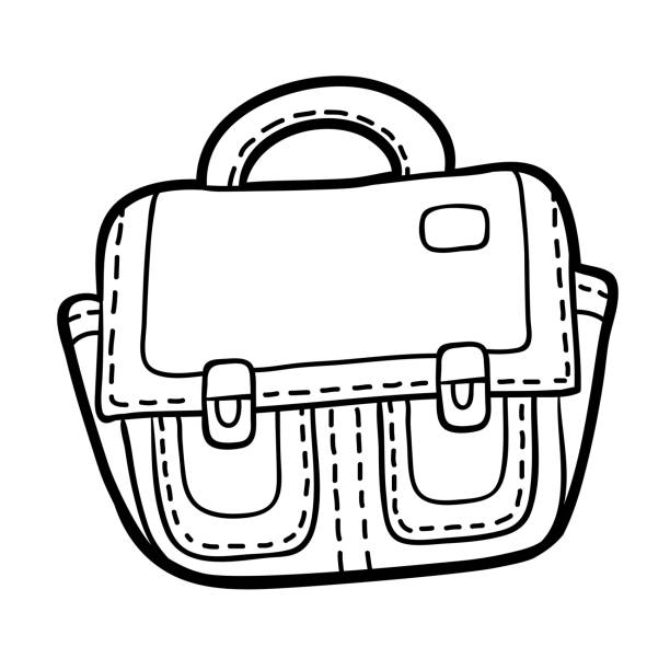 Coloring book, Briefcase Coloring book for children, Briefcase kindergarten portfolio stock illustrations