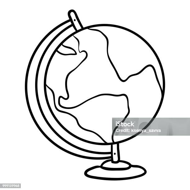 Coloring Book For Children Globe Stock Illustration - Download Image Now - Black Color, Book, Cartography