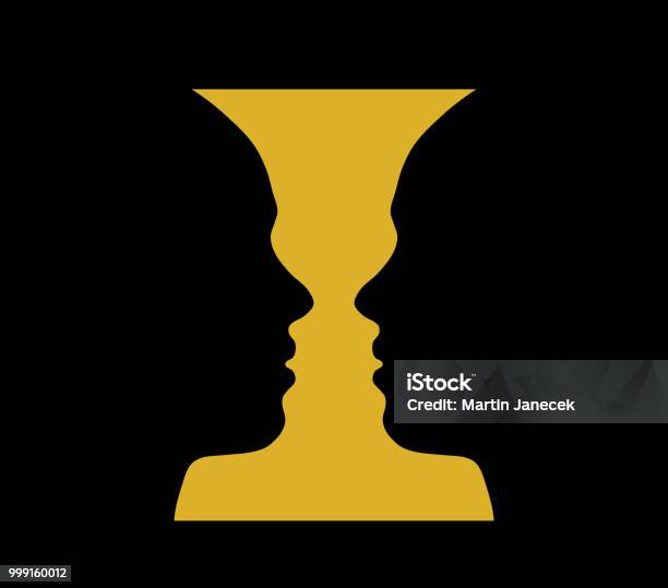 Rubin Vase Optical Illusion Stock Illustration - Download Image Now - Human Face, In Silhouette, Twin