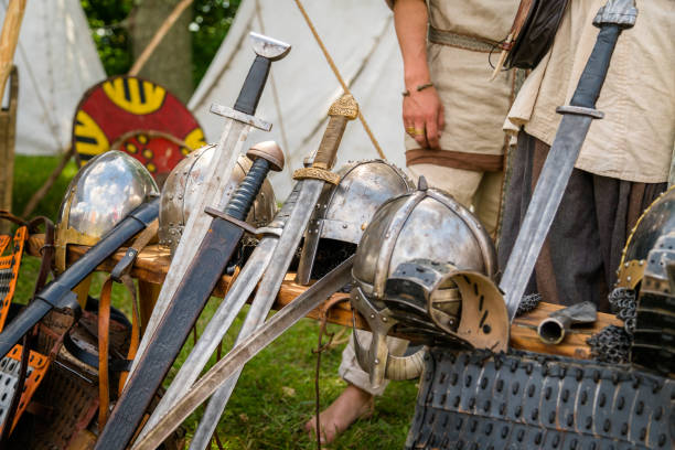 istock Medieval weapons for close combat used in wars on display 999165054