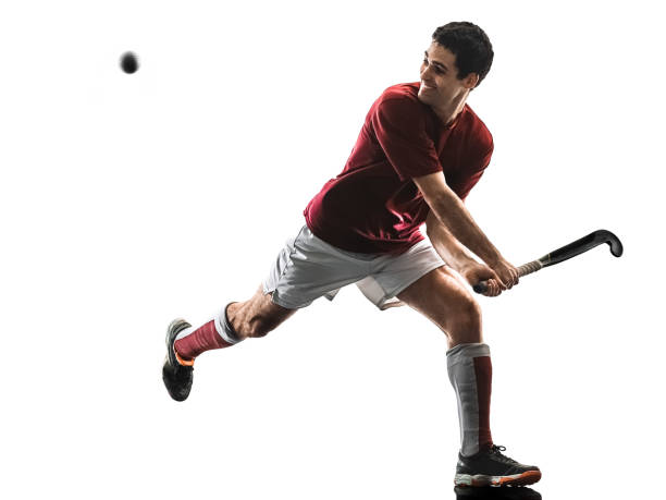 istock field hockey player man isolated silhouette white background 999186732