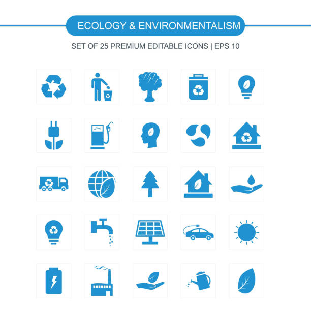 ilustrações de stock, clip art, desenhos animados e ícones de ecology and enviromentalism icons set blue - enviromentalism