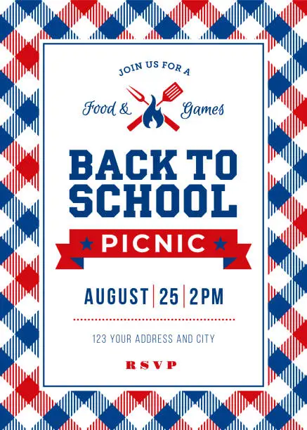 Vector illustration of Back to School Picnic Invitation Template