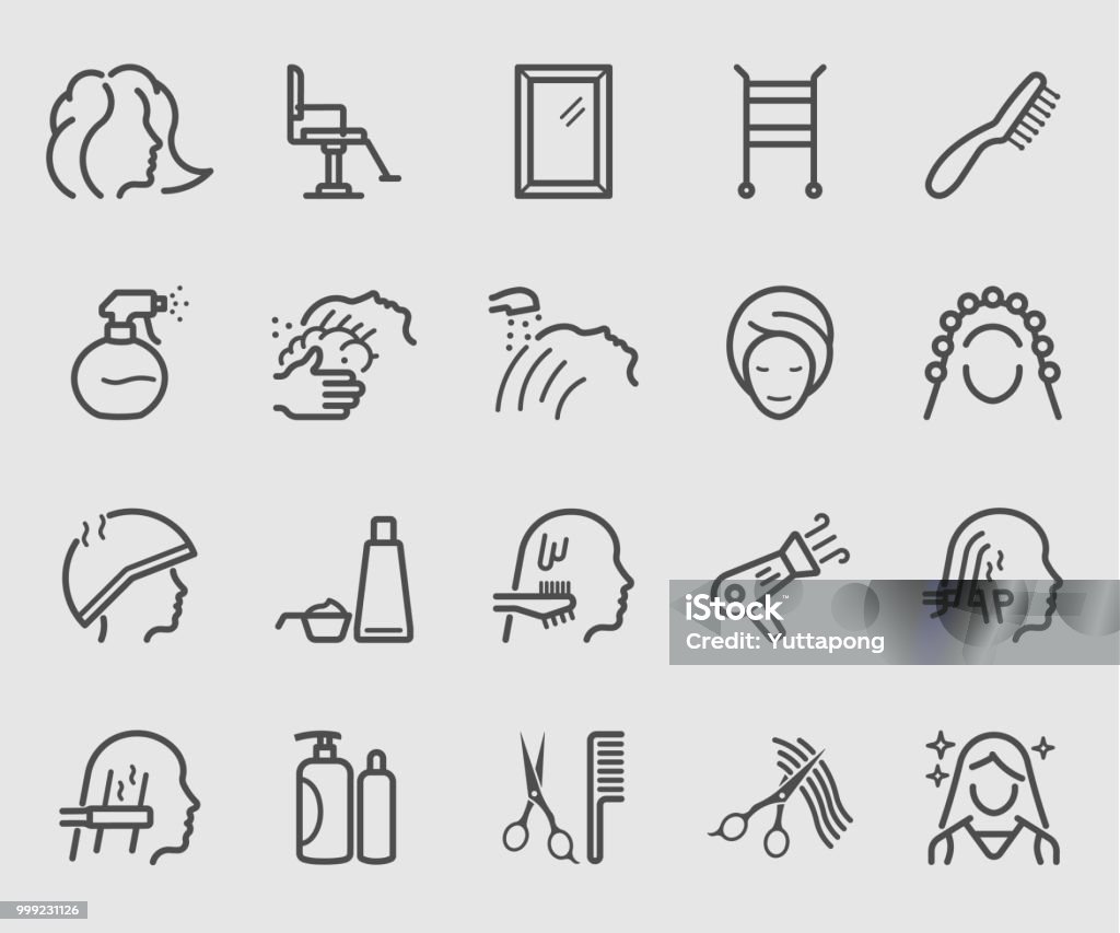 Line icons set for Hair Salon Icon Symbol stock vector