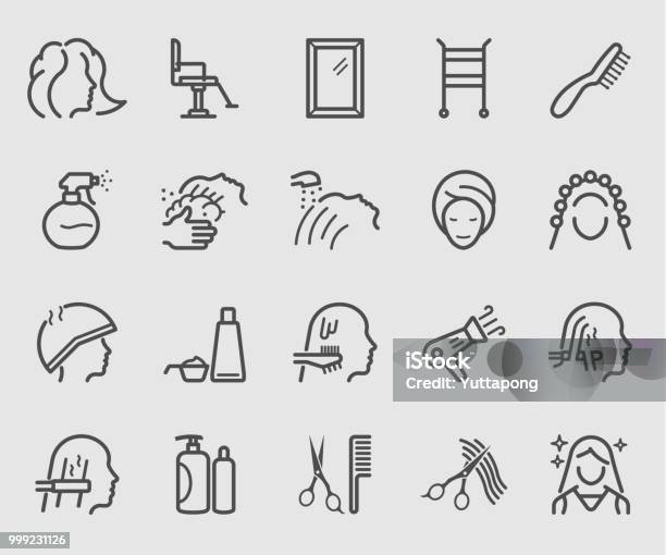 Line Icons Set For Hair Salon Stock Illustration - Download Image Now - Icon Symbol, Hair, Hair Salon