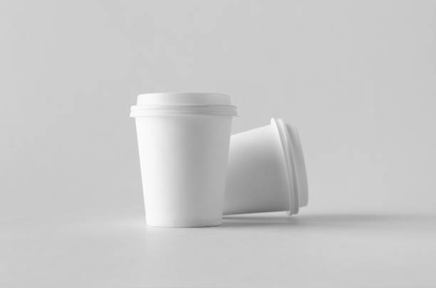 istock 8 oz. white coffee paper cup mock-up with lid. 999253748