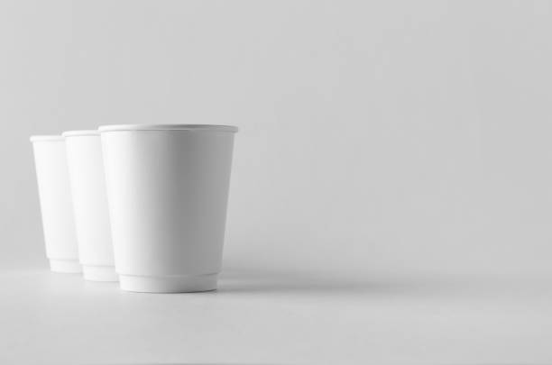 istock 8 oz. white double wall coffee paper cup mock-up without lid. 999254474