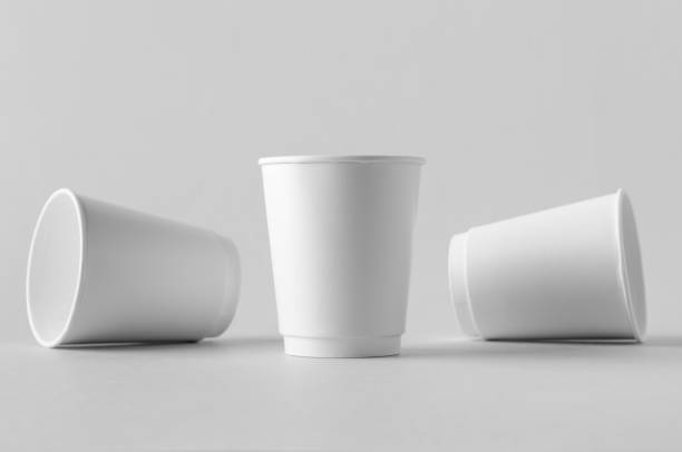 istock 8 oz. white double wall coffee paper cup mock-up without lid. 999257816