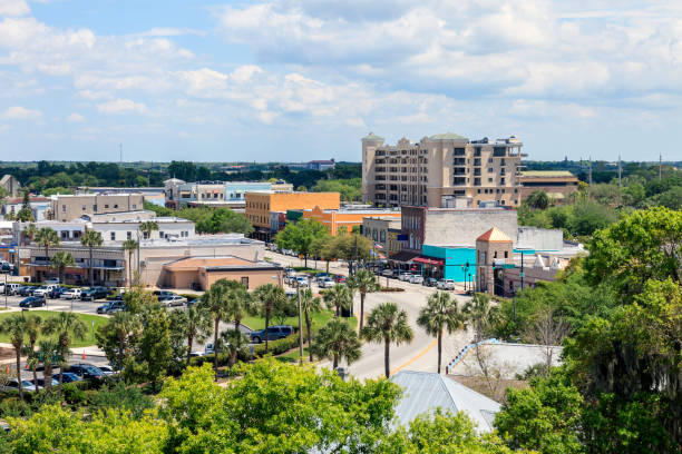 Aerial View of Downtown Kissimmee Aerial View of Downtown Kissimmee on a sunny April afternoon. kissimmee stock pictures, royalty-free photos & images