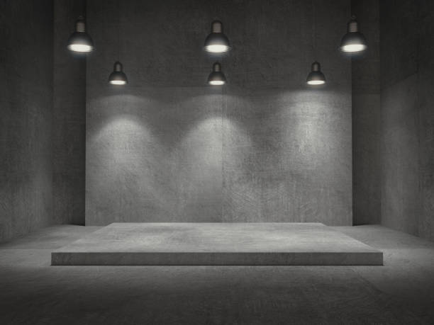 istock Empty room,Pedestal for display,Blank product stand with lamps light spot .3D rendering. 999283236