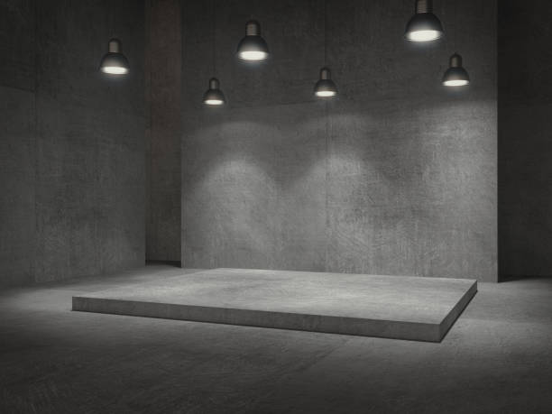 istock Empty room,Pedestal for display,Blank product stand with lamps light spot .3D rendering. 999285260