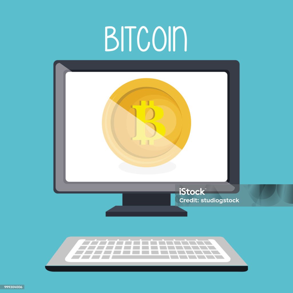 Bitcoin Computer Bank Bitcoin Business With Desktop Computer Stock Illustration - Download ...