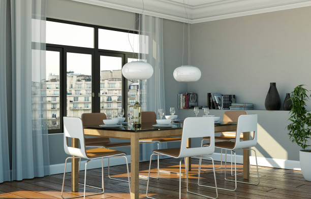 istock Dining room interior design in modern appartment 999316468