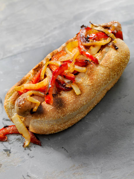istock Pepper and Onions Bratwurst Dog 999328468