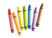 Colorful Crayons Scattered On White Background