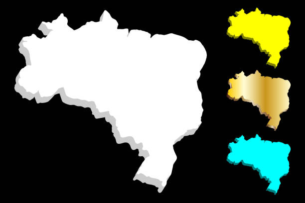 ilustrações, clipart, desenhos animados e ícones de 3 d mapa do brasil - mapa brazil 3d