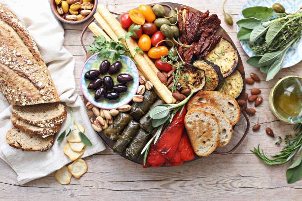 Mediterranean appetizers table concept.