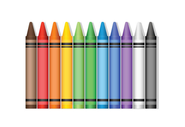 Crayon Set På Vit Bakgrund-vektorgrafik och fler bilder på