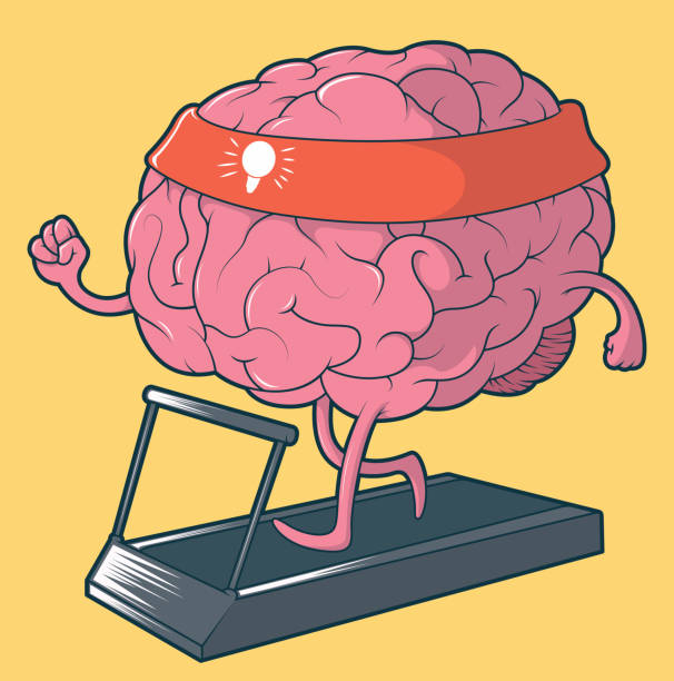 Brain running boosting the creativity vector illustration Creativity, Imagination, intelligence, Brain design concept professional runner stock illustrations