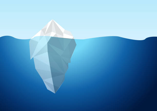 illustrazioni stock, clip art, cartoni animati e icone di tendenza di iceberg bianco su sfondo atlantico blu vettoriale. - iceberg