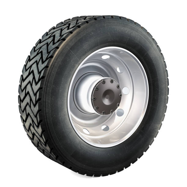 istock Truck Wheel, 3D rendering isolated on black background 999432942