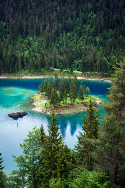 필름, 스위스 근처 caumasee 호수 - landscape laax graubunden canton switzerland 뉴스 사진 이미지