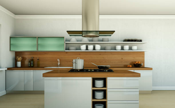 istock White modern kitchen in a house with a beautiful design 999482348