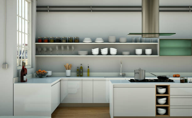 istock White modern kitchen in a house with a beautiful design 999485124