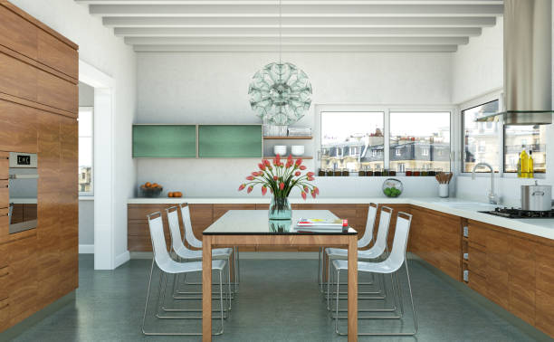 istock White modern kitchen in a house with a beautiful design 999485216