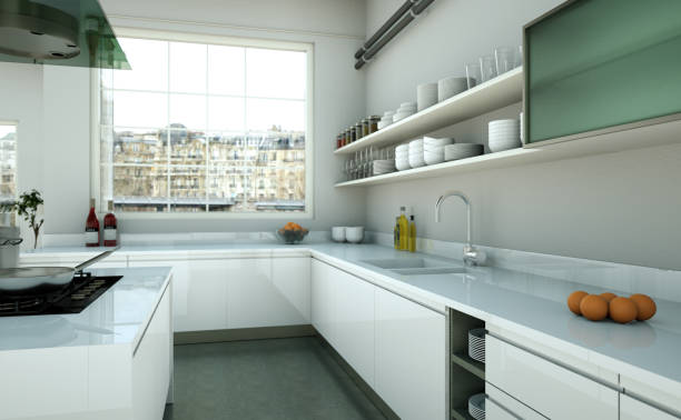 istock White modern kitchen in a house with a beautiful design 999497854