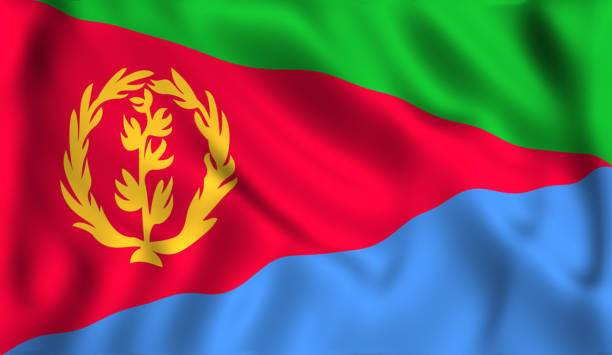 flaga erytrei macha na wietrze - state of eritrea zdjęcia i obrazy z banku zdjęć