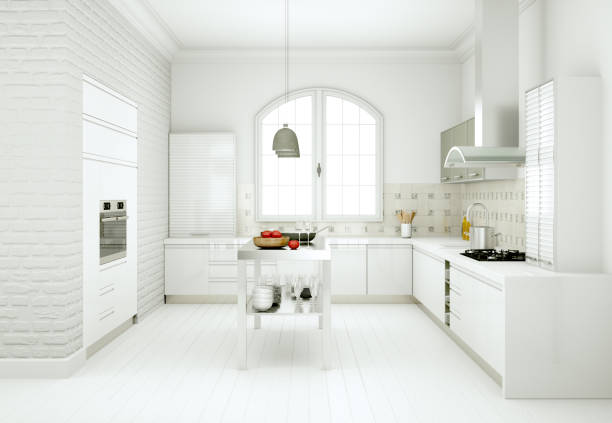 istock White modern kitchen in a house with a beautiful design 999500738