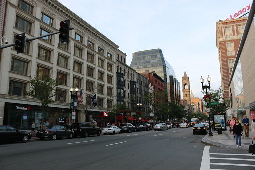 Boston, USA- June, 2018:Buildings on Boylston street