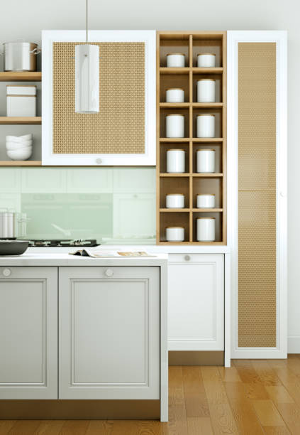 istock White modern kitchen in a house with a beautiful design 999505176