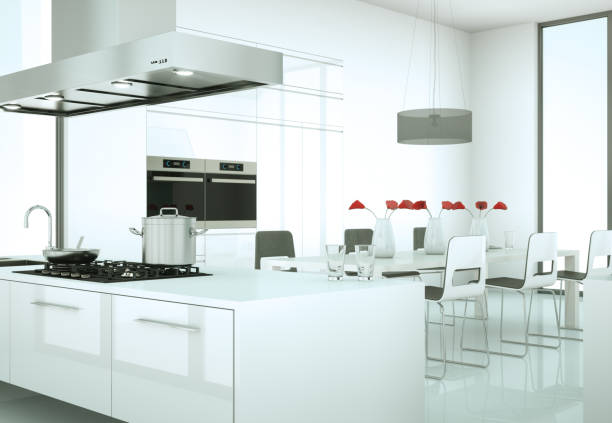 istock White modern kitchen in a house with a beautiful design 999511102
