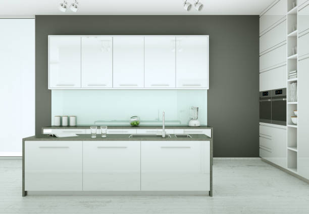 istock White modern kitchen in a house with a beautiful design 999525588