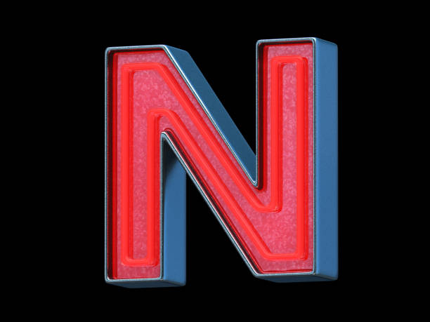czerwona czcionka neonowa - litera n - letter n alphabet three dimensional shape red zdjęcia i obrazy z banku zdjęć