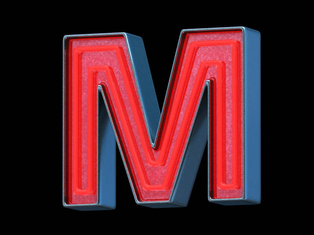 istock Red neon font - Letter M 999586614