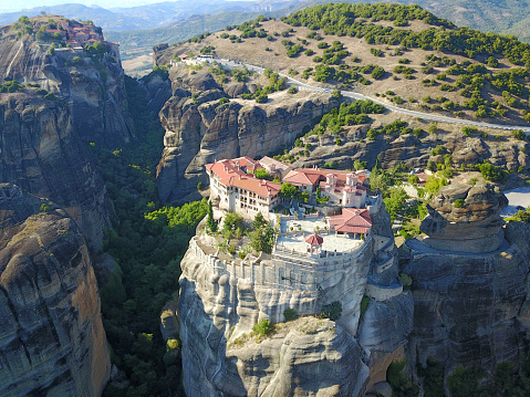 the ancient Greek monasteries suspended between heaven and earth.\nMeteora, Tessaglia, Kalambaka, Greece