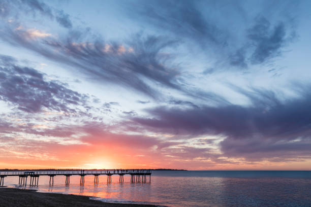 beautiful low sun at Torquay jetty on the Fraser coast of Queensland