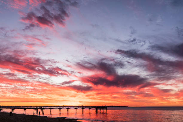 beautiful low sun at Torquay jetty on the Fraser coast of Queensland