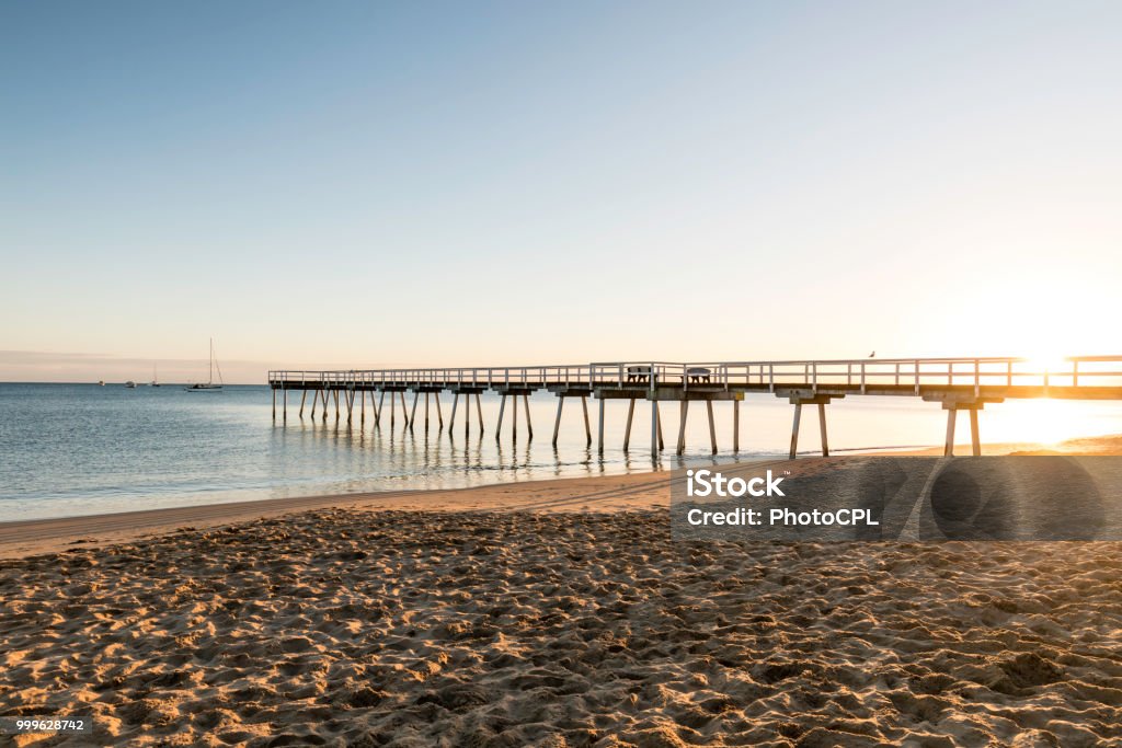 Torquay Jetty, Hervey Bay the jetty and dawn on a beautiful clear morning Hervey Bay Stock Photo