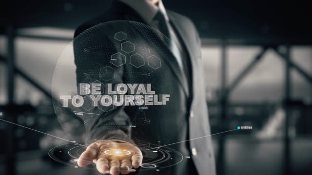 Be loyal to yourself with hologram businessman concept