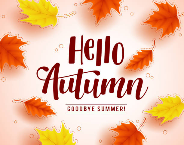 istock Hello autumn vector greeting design with autumn typography and colorful fall season maple leaves 999660230