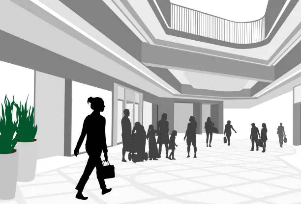 Vector illustration of Spacious Shopping Mall Outlets