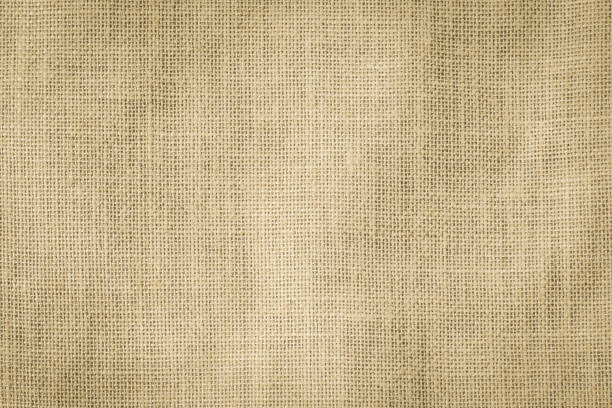 istock Hessian sackcloth woven texture pattern background in light cream yellow beige earth tone color 999683800