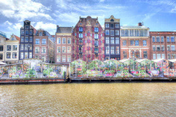 Flower Market over Singel Canal in Amsterdam, Holland, Netherlands
